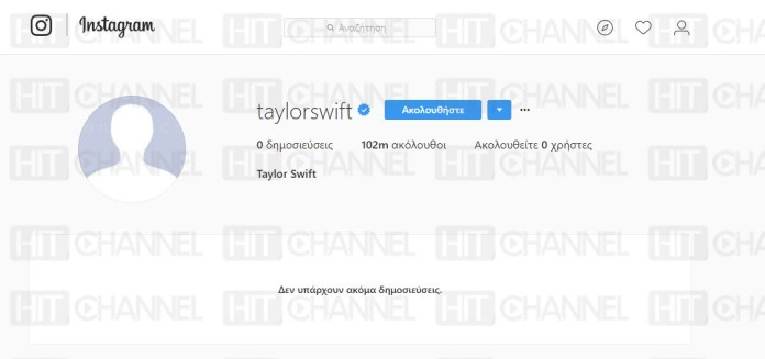 Taylor Swift - blank Instagram - Hit Channel