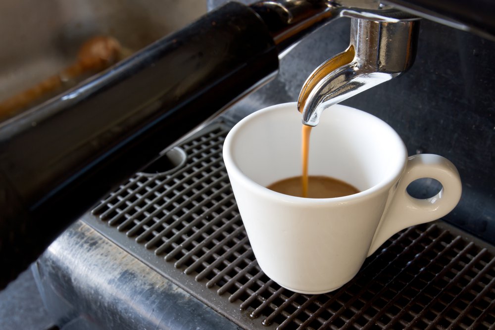 Espresso machine brewing a coffee
