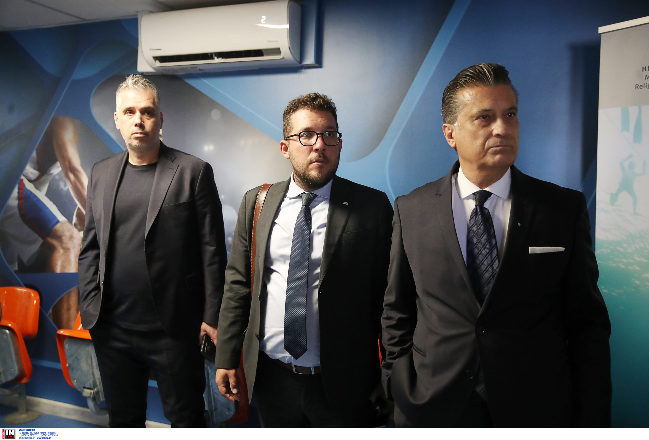 Η αντιπροσωπεία της ΚΑΕ Παναθηναϊκός. Ο πρόεδρος Βασίλης Παρθενόπουλος, ο νομικός σύμβουλος της ΚΑΕ κ. Δεσύπρης και ο διευθυντής αγωνιστικού κ. Κοντός